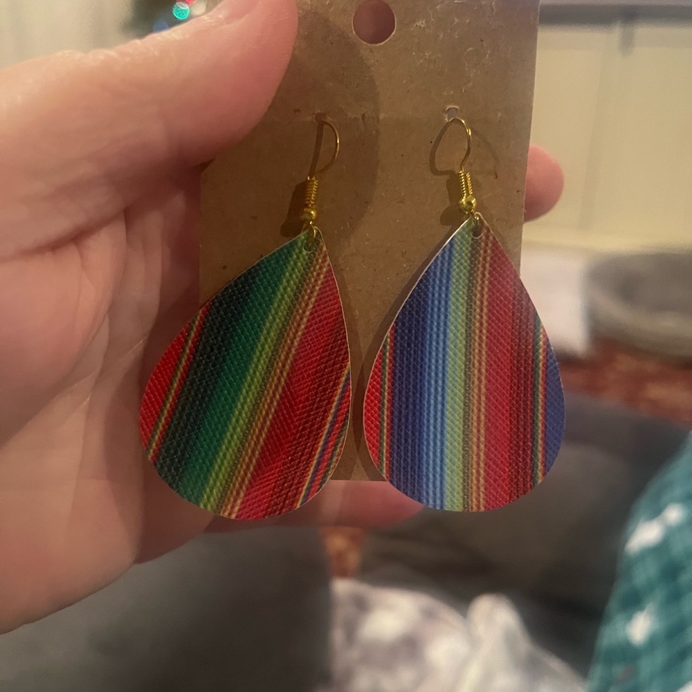 Colorful Striped Teardrop Earrings
